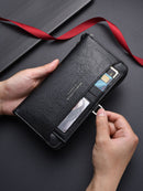 Coffee Classic Long Zipper Wallet Clutch - Large Capacity PU Leather Phone & Card Holder with Wrist Strap-5