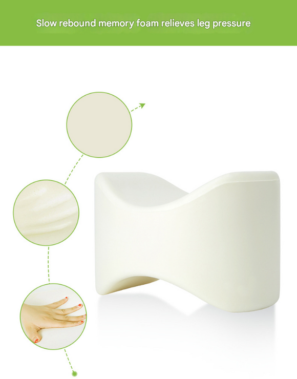 Grey Ergonomic Memory Foam Knee Pillow for Side Sleepers - Leg Positioner for Sciatica, Back, Hip & Joint Pain Relief