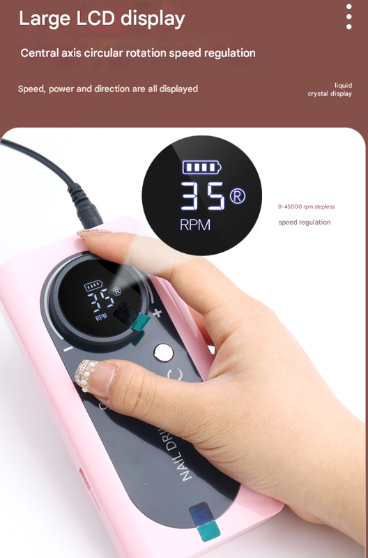 Pink Professional Rechargeable Nail Drill Machine - 45000RPM Portable E-File Kit for Acrylic, Gel, Polishing & Manicure