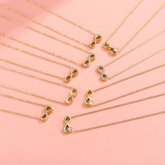 Style 1 Gold Infinity Necklace for Women - Dainty Titanium Steel Pendant with Sparkling Cubic Zirconia