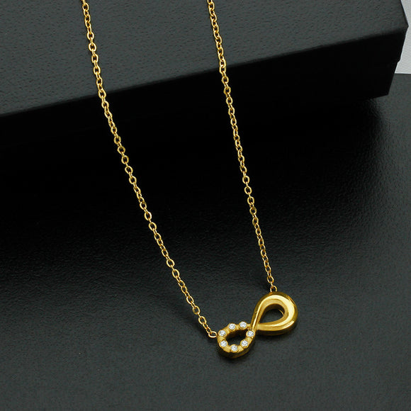 Style 4 Gold Infinity Necklace for Women - Dainty Titanium Steel Pendant with Sparkling Cubic Zirconia