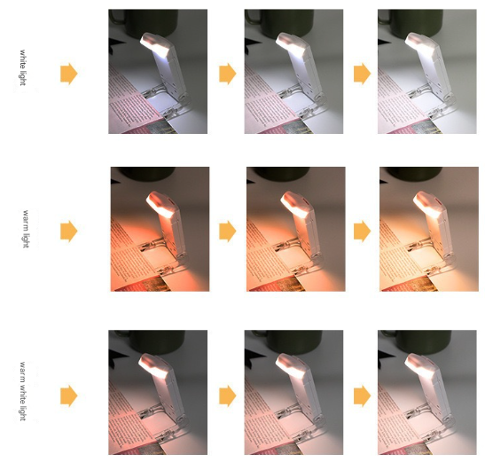 2 Pcs Pink USB Rechargeable Clip-on LED Book Light - 3 Color Modes & Dimmable Brightness for Eye-Caring Reading