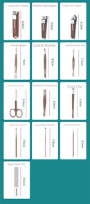 Brown Premium 13-in-1 Manicure & Grooming Kit - Professional Carbon Steel Pedicure Set with Dual-Drawer Case & Mirror-6