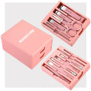 Pink Premium 13-in-1 Manicure & Grooming Kit - Professional Carbon Steel Pedicure Set with Dual-Drawer Case & Mirror-1
