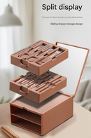 Green Premium 13-in-1 Manicure & Grooming Kit - Professional Carbon Steel Pedicure Set with Dual-Drawer Case & Mirror-4