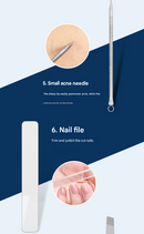 White Mini Suitcase Manicure Set - 8-Piece Portable Grooming & Nail Care Travel Kit-7