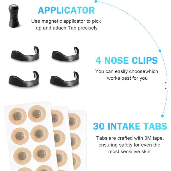 White Round Anti-snoring Patch Set (30 Pairs of patches) Magnetic Nasal Dilator Kit for Snoring Relief - Reusable Multi-Size Sleep & Sport Breathing Aid
