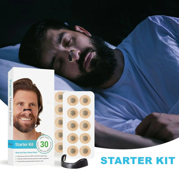 Black Square Anti-snoring Patch Set (30 Pairs of patches) Magnetic Nasal Dilator Kit for Snoring Relief - Reusable Multi-Size Sleep & Sport Breathing Aid