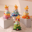 2 Pcs Style A Yellow and Pink Handmade Crochet Christmas Tree Ornament - Festive Hanging Decoration with Jingle Bell-3