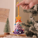2 Pcs Style B Yellow and Purple Handmade Crochet Christmas Tree Ornament - Festive Hanging Decoration with Jingle Bell-1
