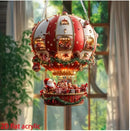 Red Whimsical Santa's Hot Air Balloon Ornament - 2D Flat Acrylic Hanging Decoration for Wall & Tree-1