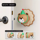4 Pcs Brown Adorable Bear Wall Protector - Multi-Use Self-Adhesive Door Stopper Bumper-1