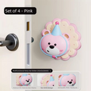 4 Pcs Pink Adorable Bear Wall Protector - Multi-Use Self-Adhesive Door Stopper Bumper-1