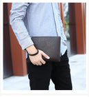 Black Classic Men's PU Leather Clutch Bag - Slim Business Wristlet & Travel Pouch-6