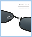 Silver Frame and Grey Lenses Modern Retro Geometric Sunglasses - Chic Metal Frame with UV400 Lenses and Black PU Leather Protective Case-9