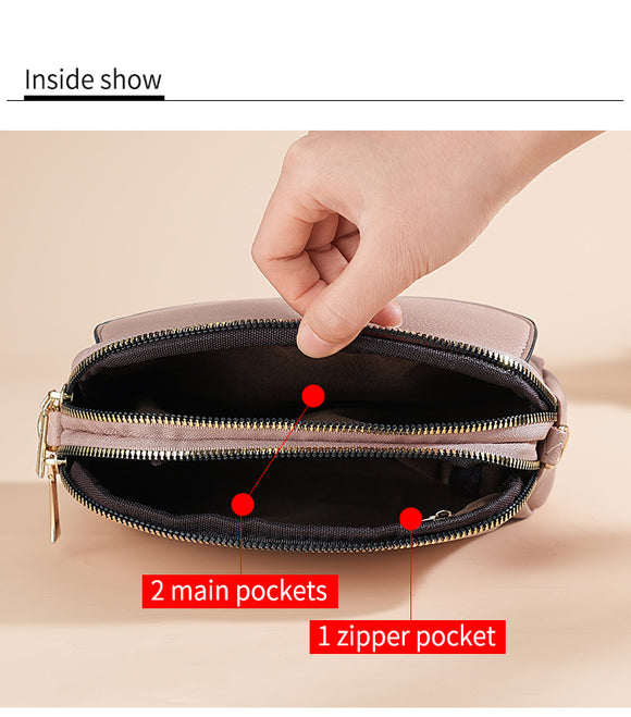 Pink Chic Quilted Crossbody Bag - Multi-Compartment PU Leather Shoulder Purse