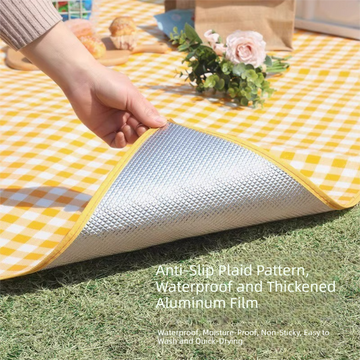 Yellow Lightweight Thickened Picnic Mat – Waterproof Outdoor Camping Ground Sheet for Hiking, Parks and Picnics(1.5*2M） - 0