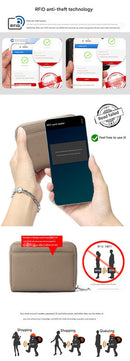 Genuine Leather RFID Blocking Accordion Card Holder & Coin Purse - Large Capacity Zip Wallet(black)-2