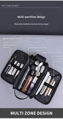 Large Capacity PU Leather Toiletry Bag - Multi-Compartment Dopp Kit & Cosmetic Organizer(Tan)-4