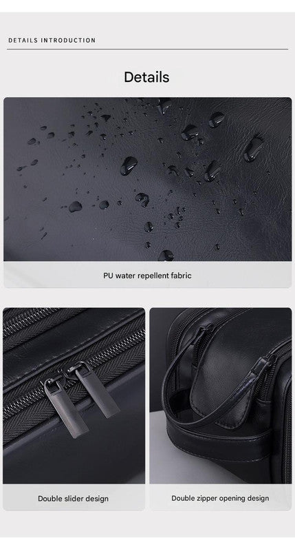 Large Capacity PU Leather Toiletry Bag - Multi-Compartment Dopp Kit & Cosmetic Organizer(Tan)