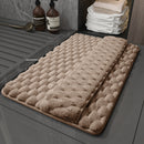 Luxury Plush Memory Foam Bath Mat with Foot Drying Panel - Super Absorbent & Non-Slip Bathroom Rug(Checkered brown)-1