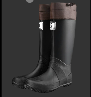 40# Black Foldable Knee-High Rain Boots - Packable Waterproof Non-Slip Wellies for Travel & Festivals