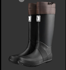 42# Black Foldable Knee-High Rain Boots - Packable Waterproof Non-Slip Wellies for Travel & Festivals-1