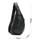 Black Men's Leather Sling Backpack - Casual Crossbody Chest Bag-2