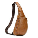 Brown Men's Leather Sling Backpack - Casual Crossbody Chest Bag-1