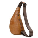 Brown Men's Leather Sling Backpack - Casual Crossbody Chest Bag-6