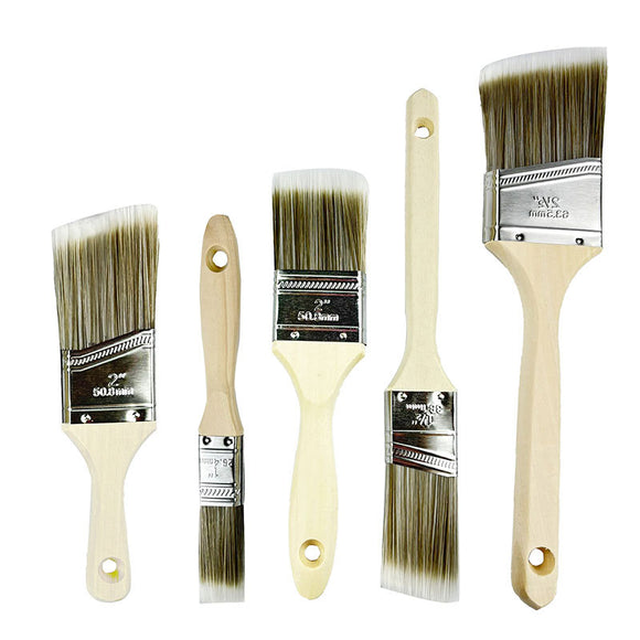 Professional 5-Piece Paint Brush Set - Includes Angled & Flat Brushes for a Perfect Finish on Walls & Trim