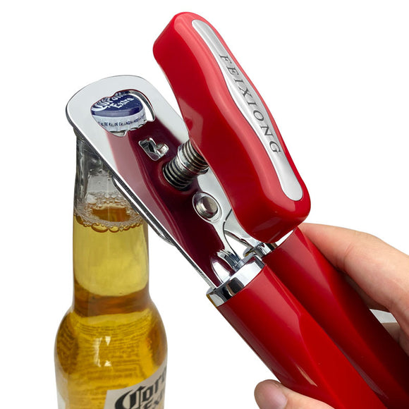 Red (2-Pack) Heavy-Duty Manual Can Opener - Ergonomic 3-in-1 Tool with Stainless Steel Cutter & Bottle Opener