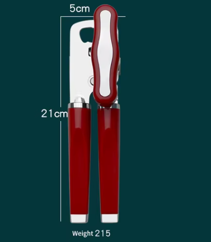 Red (2-Pack) Heavy-Duty Manual Can Opener - Ergonomic 3-in-1 Tool with Stainless Steel Cutter & Bottle Opener