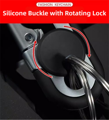 3pc Black Durable Zinc Alloy Carabiner Keychain – Secure Twist Lock & Dual Key Rings - 0