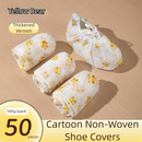 50 Pieces Thickened Non-Woven Disposable Shoe Covers (Yellow Bear) – Universal Fit (EU Size 34-45) for Guests & Floor Protection-1