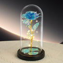 Blue Rose LED Light – Black Clover Plastic Base,Battery Powered Flower Dome for Décor & Gifting-1