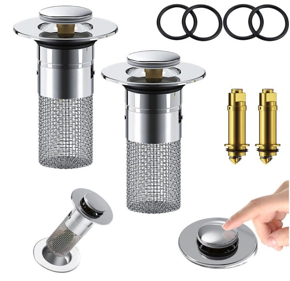 2-Pack Pop-Up Sink Stopper with Hair Catcher – Small (28-33mm) Drain Filter,Basin Drain Filter Upgrade
