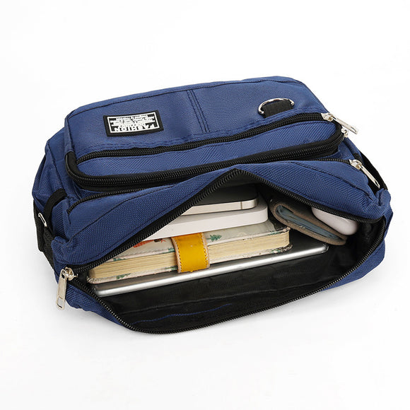 Dark Blue Men's Waterproof Oxford Cloth Crossbody Bag - Durable Anti-Theft Shoulder Backpack for Business, Travel & 10-inch Tablet