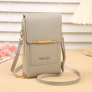 Grey Women's Cute Mini PU Leather Crossbody Phone Bag (19x12x4cm) - Touch Screen Window, Vertical Style-1