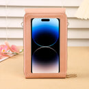 Dark Pink Women's Cute Mini PU Leather Crossbody Phone Bag (19x12x4cm) - Touch Screen Window, Vertical Style-3