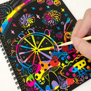 3-Pack DIY Rainbow Scratch Art Books Set - Neon Black Scratch Paper for Kids, Multi-Size (S, M, L) Creative Drawing & Fun-2