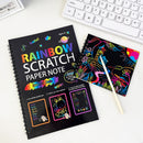 3-Pack DIY Rainbow Scratch Art Books Set - Neon Black Scratch Paper for Kids, Multi-Size (S, M, L) Creative Drawing & Fun-3