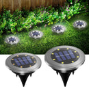 4-Pack New Solar LED In-Ground Yellow Lights (Single 8.3x8.3x10 cm) - Stainless Steel & ABS Waterproof Outdoor Garden Pathway and Landscape Spike Lamp-2