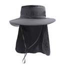 2-Pack Dark Grey Men's Adjustable Sun Protection Hat - Wide Brim, Deep Crown, Quick Dry Breathable Sun Cap with Neck Flap for Hiking & Outdoors-1