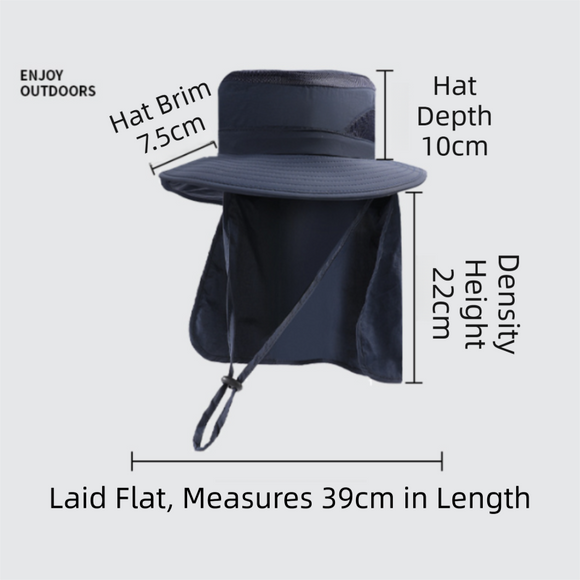 2-Pack Dark Blue Men's Adjustable Sun Protection Hat - Wide Brim, Deep Crown, Quick Dry Breathable Sun Cap with Neck Flap for Hiking & Outdoors
