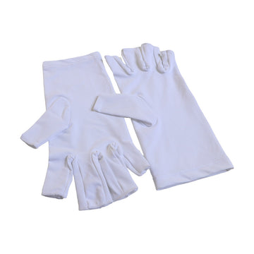 5-Pair White UV Protection Fingerless Gloves for Nail Art Curing and Cycling Sun Protection - Made of Nylon/Spandex, Manicure Hand Care