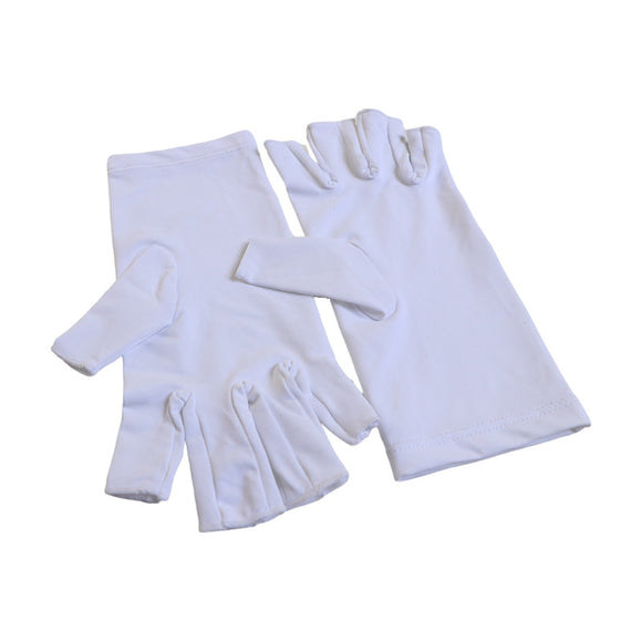 5-Pair White UV Protection Fingerless Gloves for Nail Art Curing and Cycling Sun Protection - Made of Nylon/Spandex, Manicure Hand Care