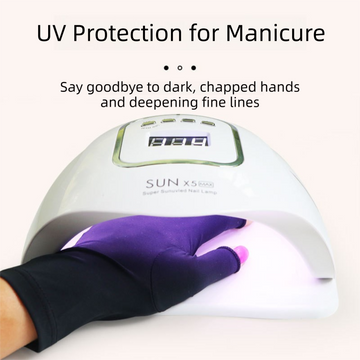 5-Pair Blue UV Protection Fingerless Gloves for Nail Art Curing and Cycling Sun Protection - Made of Nylon/Spandex, Manicure Hand Care - 0