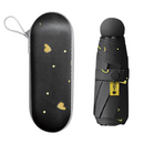 Black Ultra-Compact 5-Fold Waterproof All-Weather Umbrella for Women - Heart Pattern, Black Glue UV Protection, 8-Rib Frame,  Portable Capsule Parasol-1