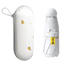2-Pack White Ultra-Compact 5-Fold Waterproof All-Weather Umbrella for Women - Heart Pattern, Black Glue UV Protection, 8-Rib Frame,  Portable Capsule Parasol-1
